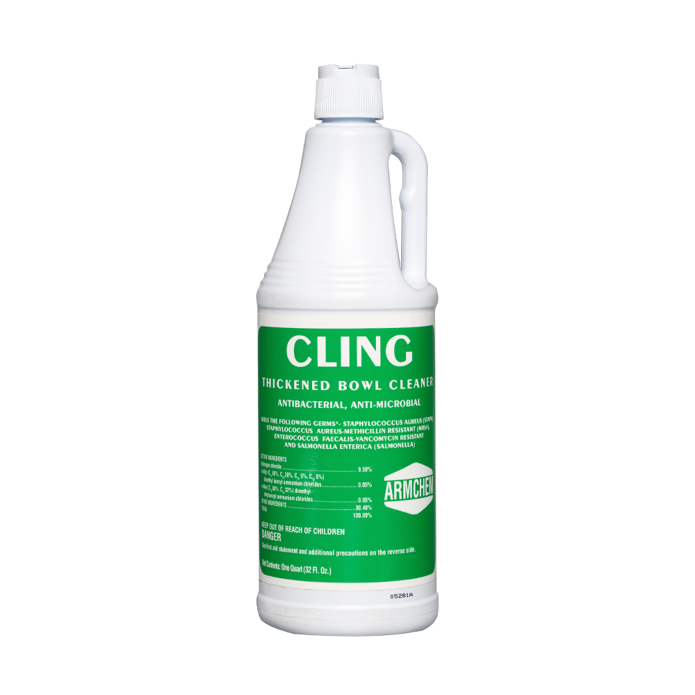 CLING THICKENED BOWL CLEANER, ANTIBACTERIAL & ANTI-MICROBIAL, QUART BOTTLE, 12/CS