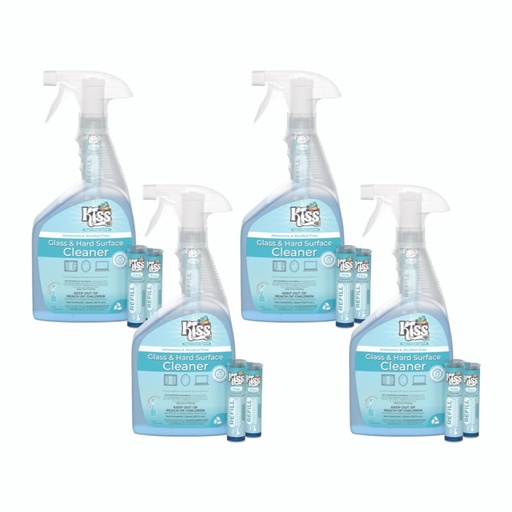 [KISS-GLASSKIT] KISS Pro - Glass Cleaner Kit (BLUE) 4  Bottles/12 Cartridges
