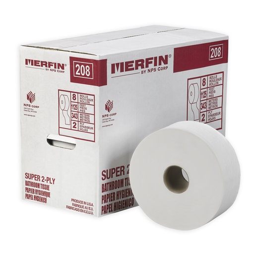 [MER208] MINI TOILET TISSUE 2PLY 8 ROLLS PER CASE/ 1125' PER ROLL