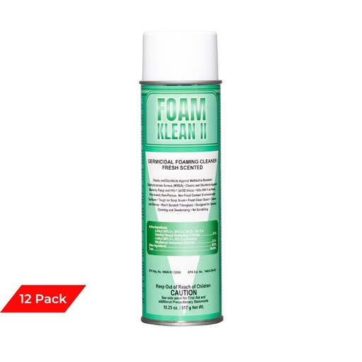 [ZEN955] FOAM KLEAN II Foaming Disinfectant Cleaner 18.25oz - Fresh Scent 12/1